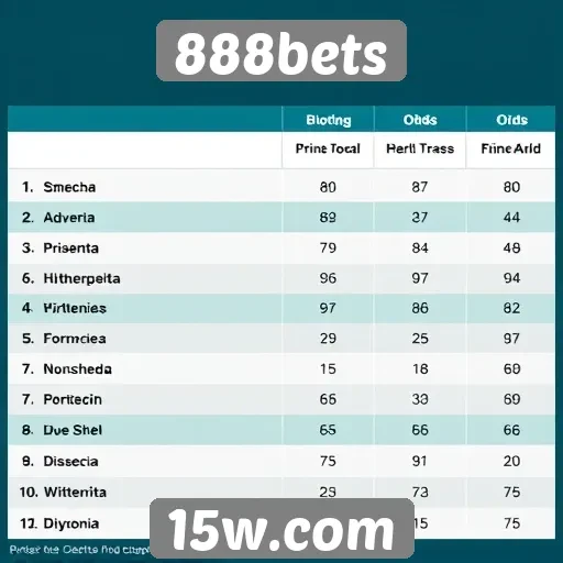 Comparativo de odds entre 888bets e concorrentes